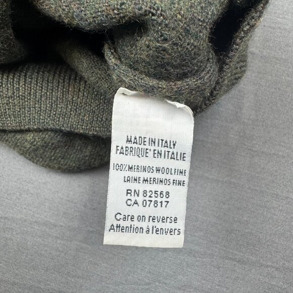 Vtg Neiman Marcus 100% Merino Wool Sweater Mens Large Green Mock Neck Italy Made - Picture 4 of 6